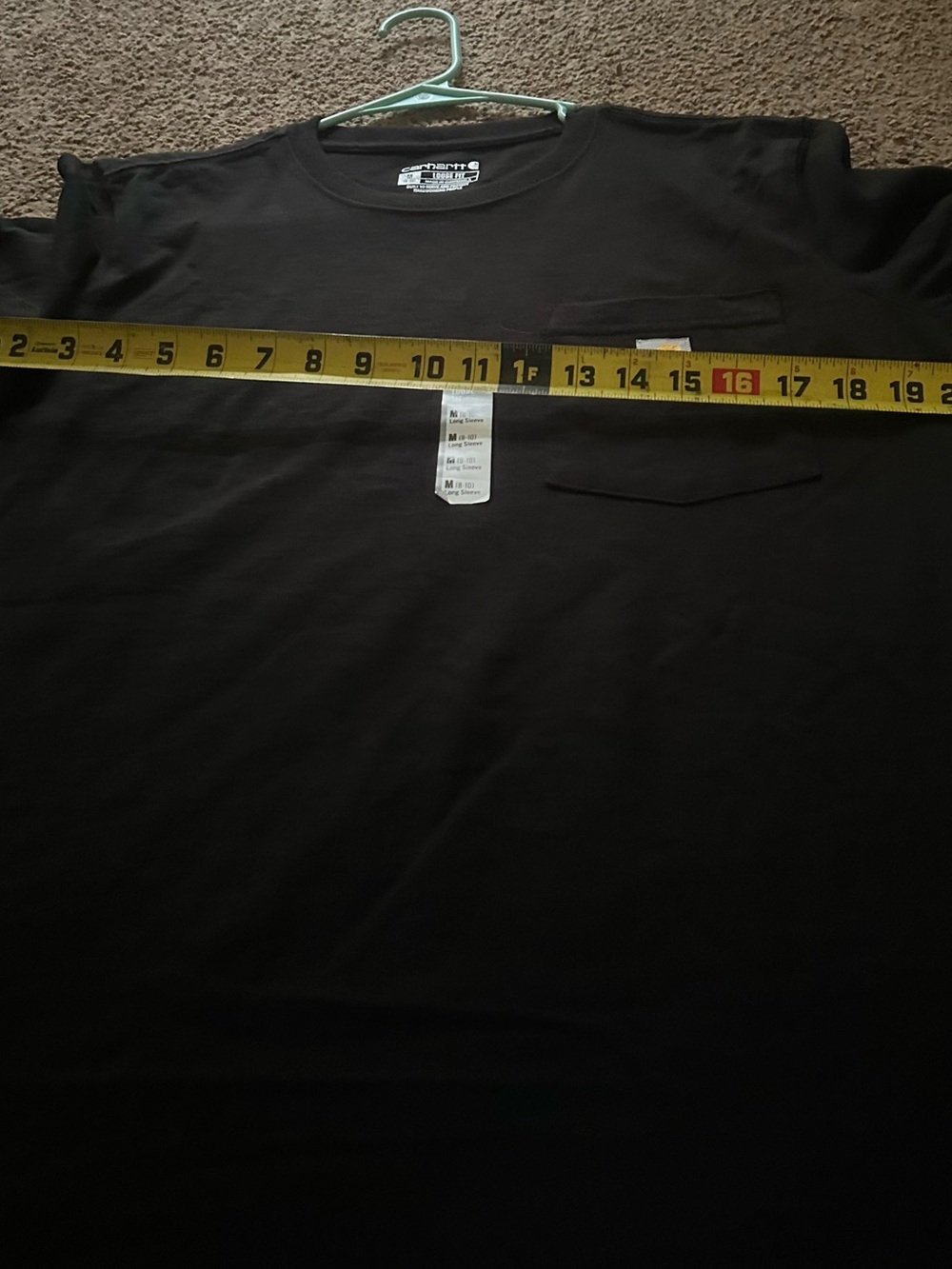 Carhartt Black Long-Sleeve Pocket Tee with Gold Logo Patch - Picture 4 of 6
